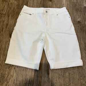 Womens White Denim Shorts Mid Rise